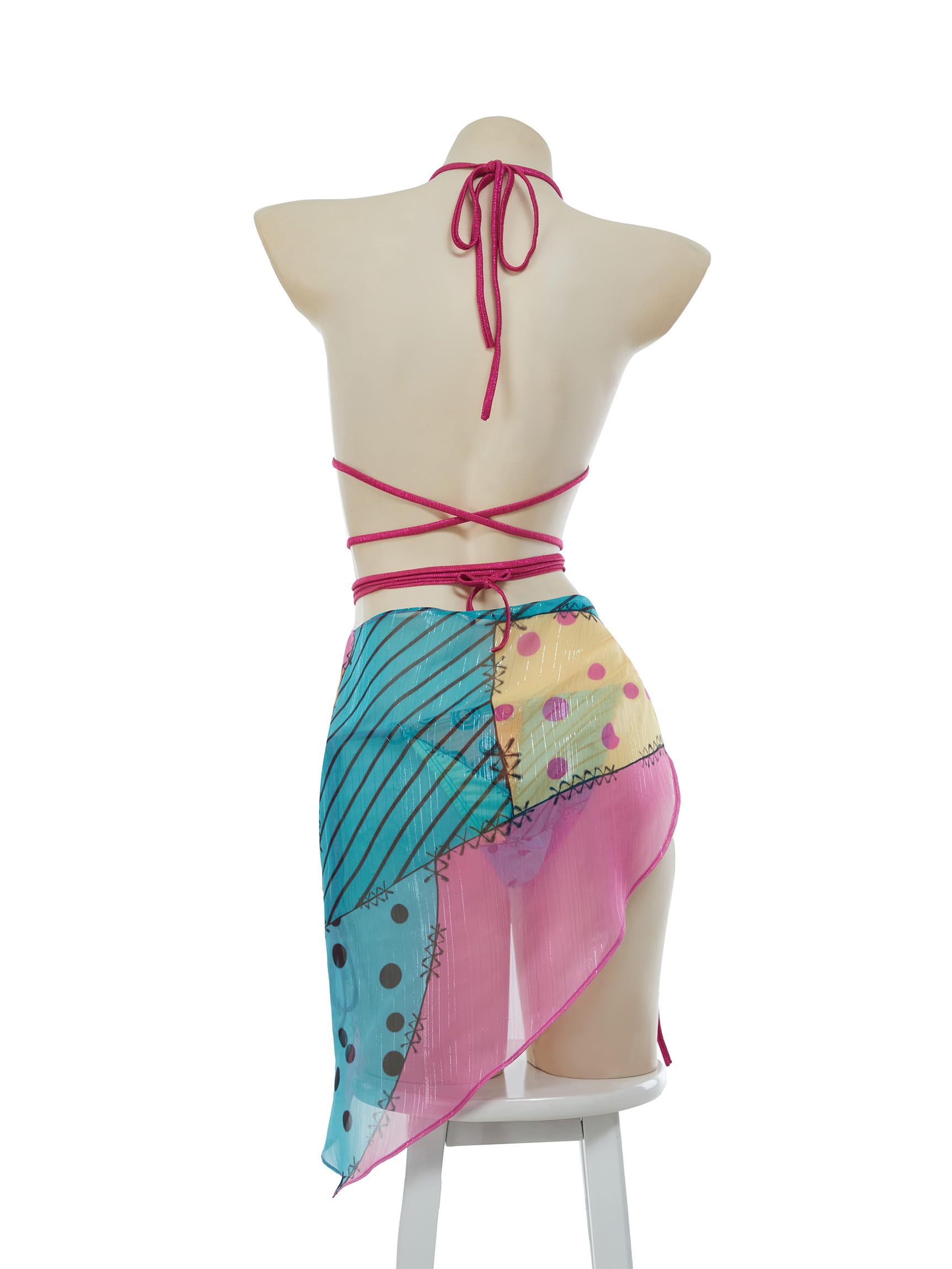 MEOWCOS Gothic Swimsuit for Women Goth Bikini Retro Cosplay Bath Swimwear with overskirt