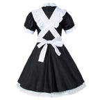 Wannsee Japanese Anime 6Pcs Lolita French Maid Apron Fancy Dress Cosplay Costume Gloves Headwear Socks set(Black L)