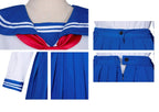 Elibelle Japanese School Girls Sailor JK Uniform Bule Pleated Skirt Anime Cosplay Costumes with Socks set(SSF31) 2XL