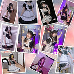Wannsee Anime French Maid Apron Lolita Fancy Dress Cosplay Costume Furry Cat Ear Gloves Socks set(XL)