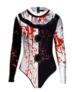 Women Terrifier Cosplay Swimsuit Terrifier Costume Black White Swimwear Set for Halloween Carnival Party (Black White, Large)