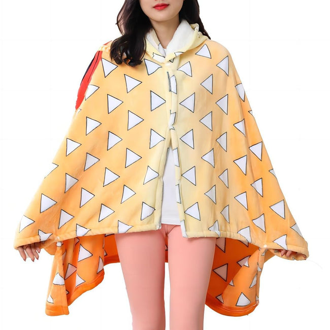 Juejuezi Hooded Wearable Blanket Hoodie Throw Blanket Cloak Cosplay Costume Shawl Wrap Nap Quilt 160x100 cm/63x40in(Yellow,One Size) Hover Image