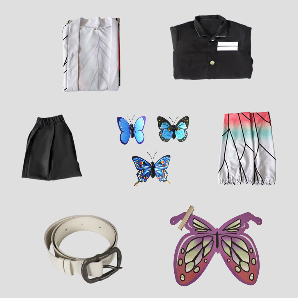 VZQI Halloween Cosplay Kids Costumes Kochou Shinobu Girls Anime Kimono Halloween Blue Cloak M