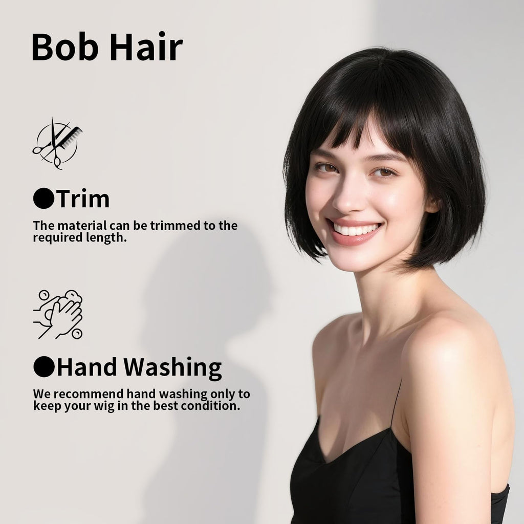 Onedor 10" Short Straight Hair Flapper Cosplay Costume Bob Wig (Black)