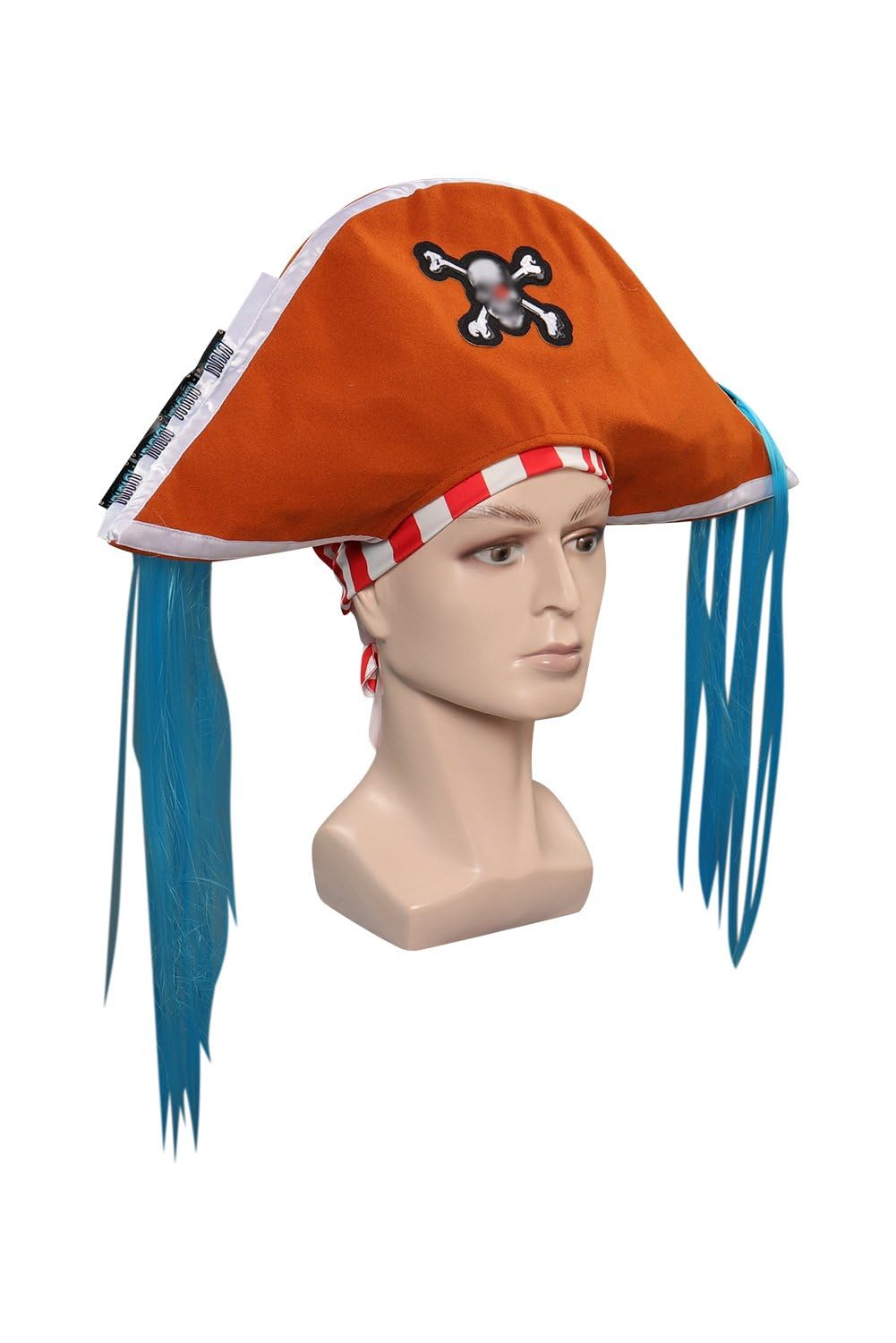 Taiture Adult Buggy Hat Cosplay Costume Men Buggy Captain Skull Pirate Hat Cap Kerchief Headwear Halloween Masquerade Props (Buggy Hat, One size)