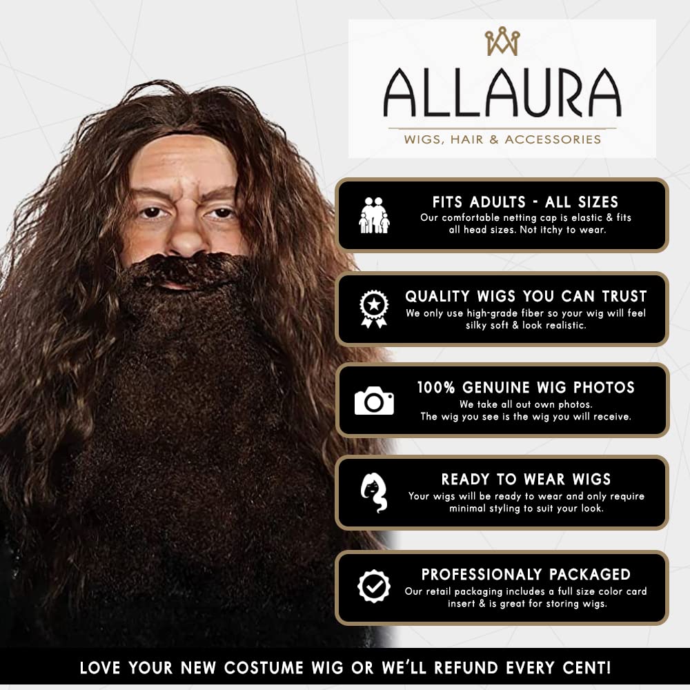 ALLAURA Compatible with Sonny Bono Wig – 60s 70s Men’s Short Brown Wig + Mustache for Hippie, Singer, TV Star, Cop, Detective Costumes – Liberty Duo, Limu & Doug, Uncle Rico, Retro Halloween Outfit