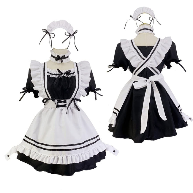 CarolynDesign Japanese Girl Anime Cosplay Costume Maid Ladies French Apron Apparel Set Sailor School JK Clothing Hover Image
