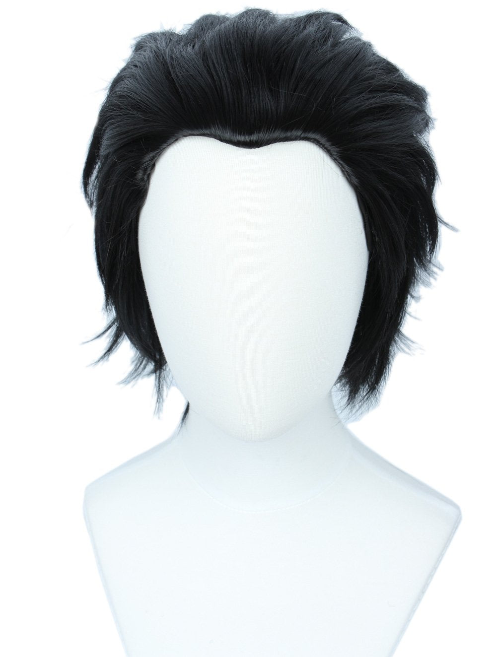 Linfairy Short Black Cosplay Wig Halloween Slicked back Costume Wig for Men