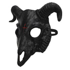 PURFUN Black Goat Head Skull Mask Ram Horns Animal Skull Costume Mask Horror Demon Devil Evil Mask Cosplay Halloween Mardi Gras Full Face Mask Creepy Party Decoration Prop