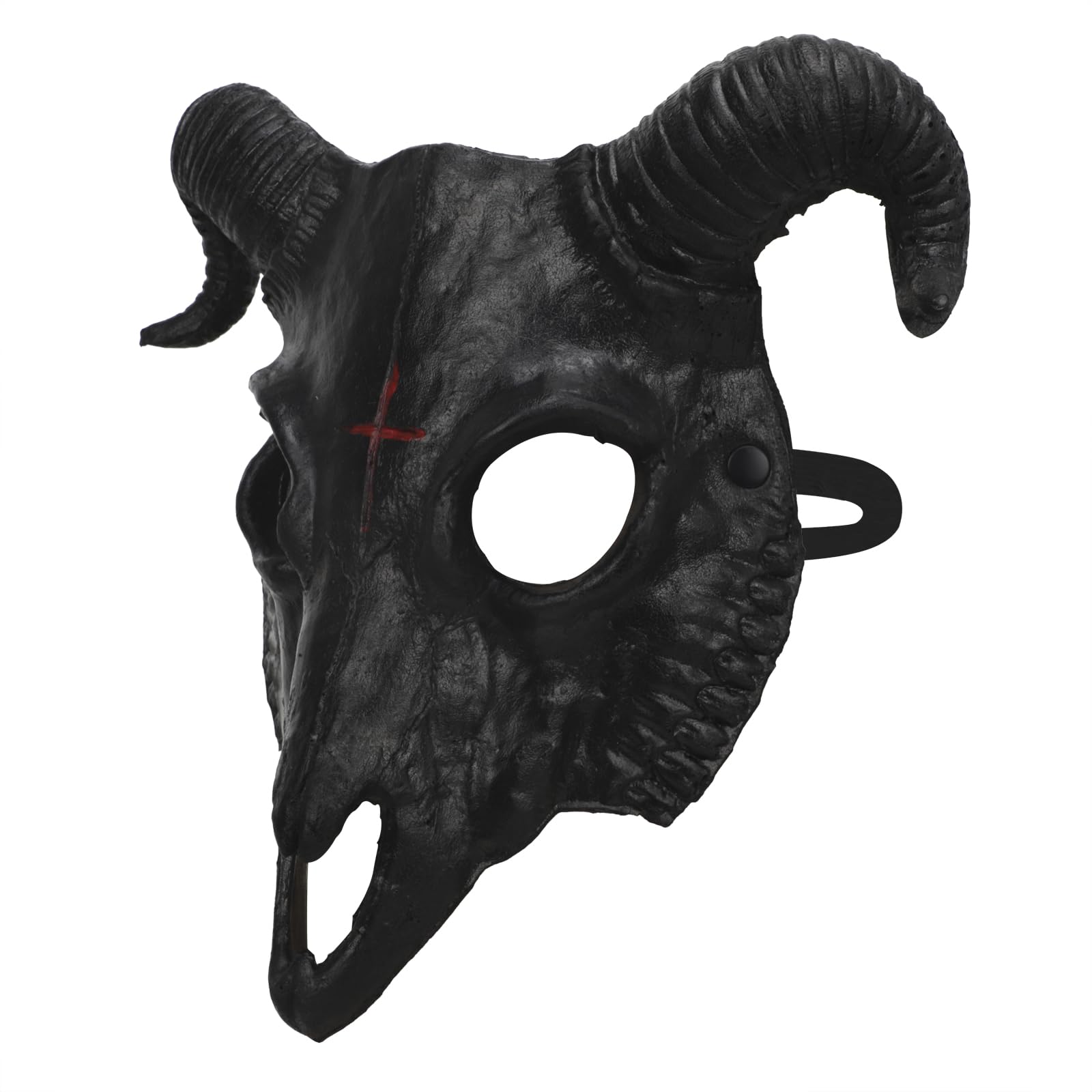 PURFUN Black Goat Head Skull Mask Ram Horns Animal Skull Costume Mask Horror Demon Devil Evil Mask Cosplay Halloween Mardi Gras Full Face Mask Creepy Party Decoration Prop
