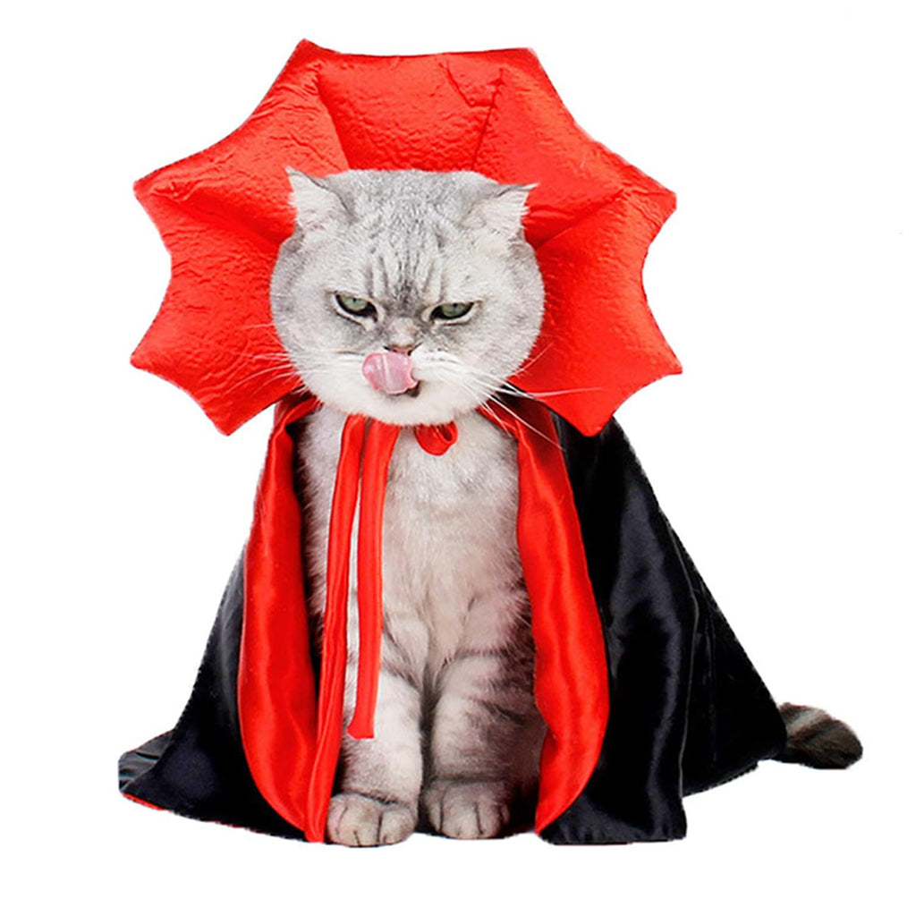 QIYADIN Pet Halloween Vampire Baron Cloak, Festival Cosplay Robe, Pet Halloween Costume Clothes Suit for Medium and Large Cats and Dogs