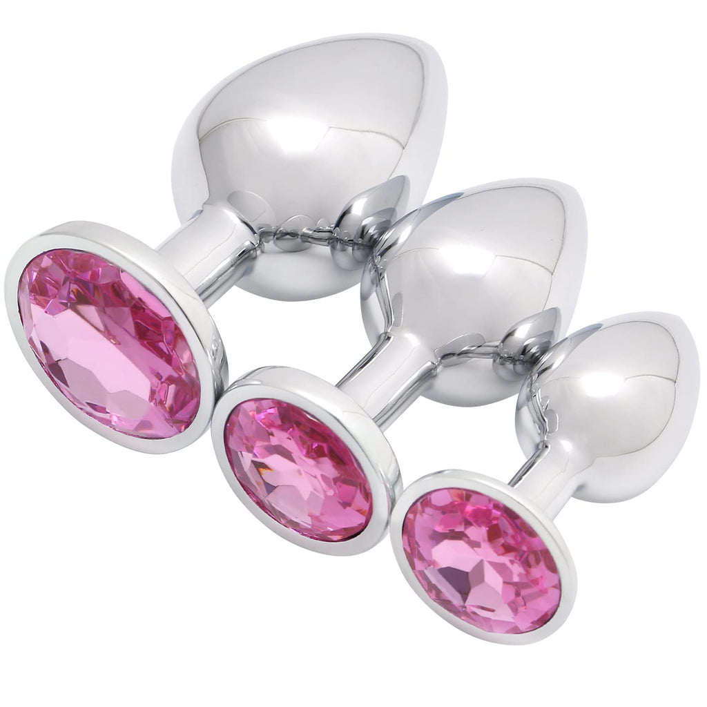 Akstore 3 Pcs Luxury Jewelry Design Fetish Anal Butt Plug(Pink)