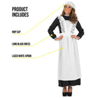 fun shack Victorian Maid Costume, Long Sleeve Dress for Women, Elegant Maid Outfit, Classic Victorian Style, X-Large