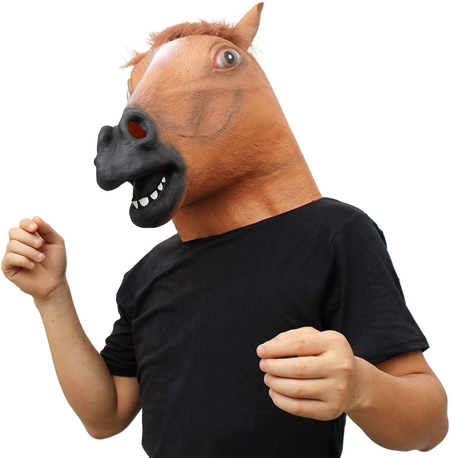 CreepyParty Horse Mask Party Dress Up Horse Head masks for adults Men Masquerade (brown)