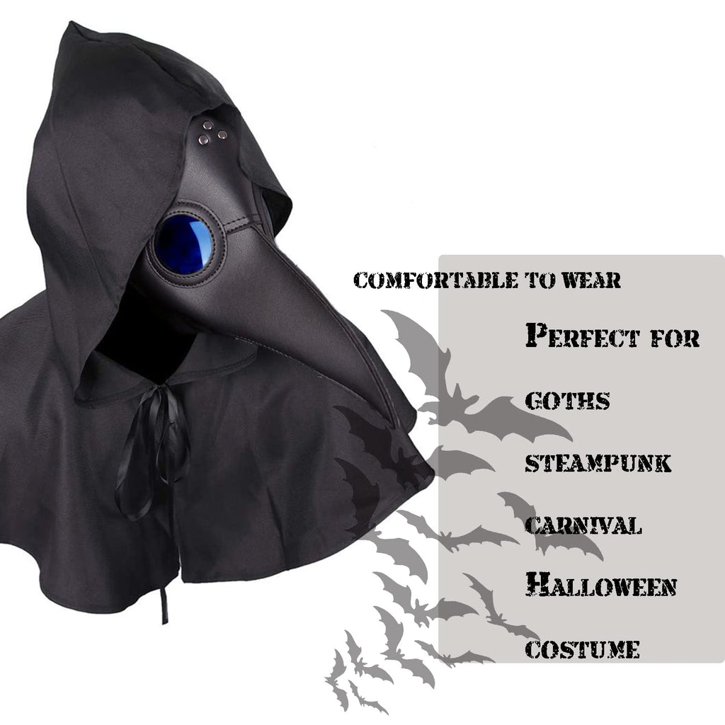 Raxwalker Halloween Plague Doctor Mask Steampunk Cosplay Costume Bird Beak Mask Long Beak Raven Masks Prop for Men and Boys(1 Pc Black)