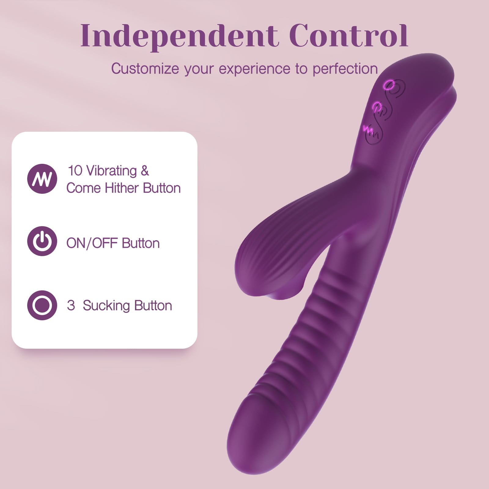 Tracy's Dog Come-Hither Rabbit Sucking Vibrator for Clitoral G Spot Stimulation, Adult Sex Toys for Women Couple, Vibrating Finger Massager with 3 Suction and 10 Vibration & Come-Hither Modes (Beta)