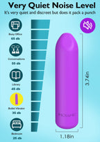 Small Bullet Vibrator for Women: Waterproof Mini Clit Vibrator with 10 Modes, Full Silicone Vibrating Finger Massager for G Spot Nipple, Female Rechargeable Lipstick Vibe Sex Toy, Purple