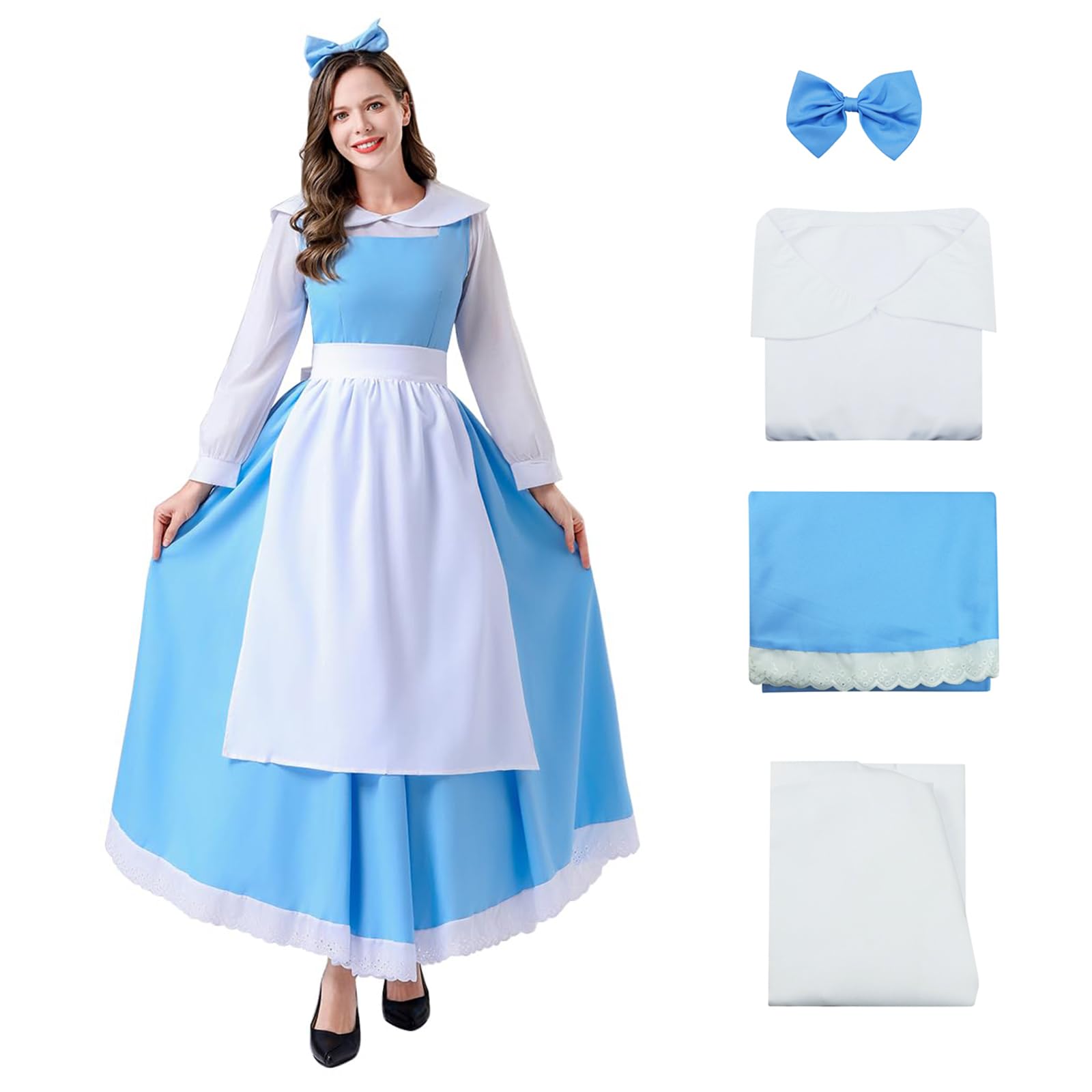 Beauty Belle Costume Dress Beast Costume Dan Stevens Halloween Maid Dress Fancy Party Dress Up 2XL