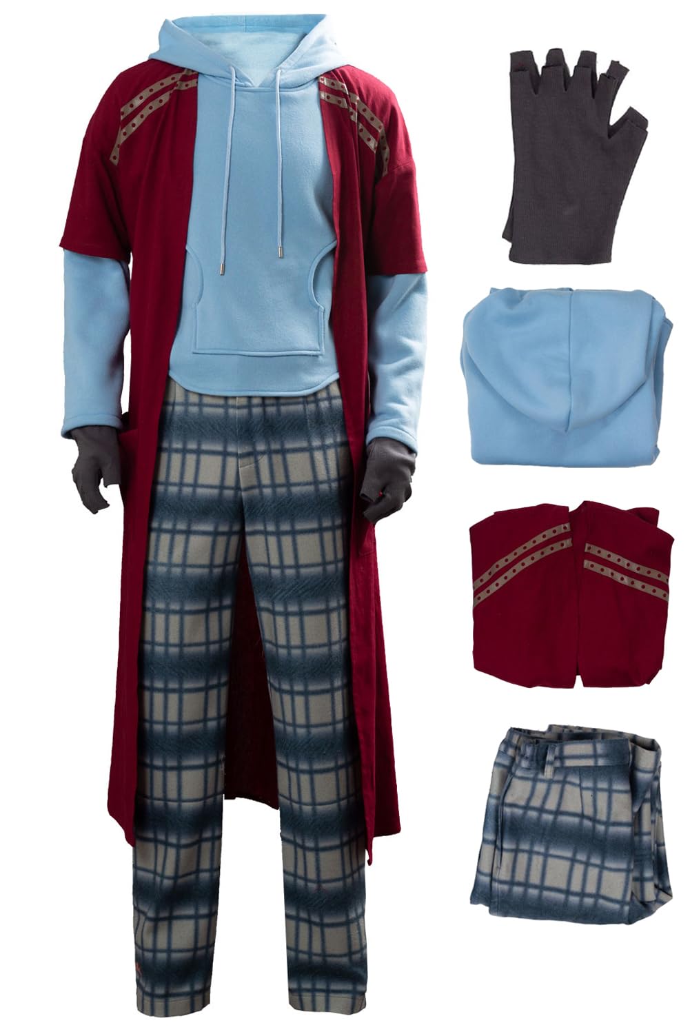 Pexlaxy Adult Mens Fat Cosplay Costume Casual Hoodie Suit Halloween Outfit Full Set,X-Large