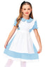 Alice in Wonderland Dresses Girl's Elastic Waist Puff Sleeve Princess Dress Maid Outfit 13-14 Years Light Blue