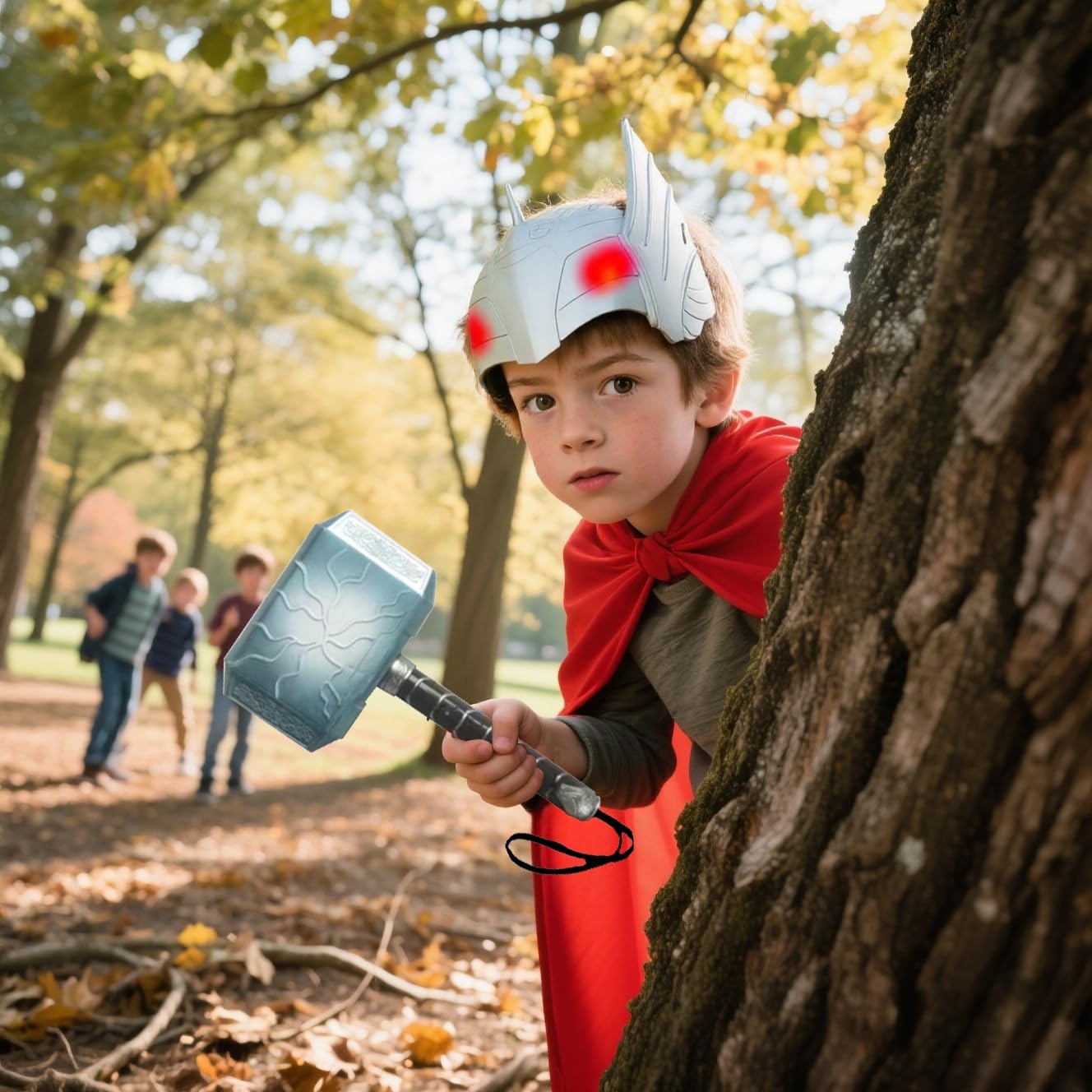 Lobcssud Children's Hero Character Toys Hammers and LED Light Mask Cape Children's Role-Playing Costumes Gifts for Children