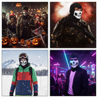 2025New Creepy Skull Balaclava Mask Ghost Skeleton Face Halloween Costume Cosplay Tactical Anti-UV Motorcycle Cycling Black