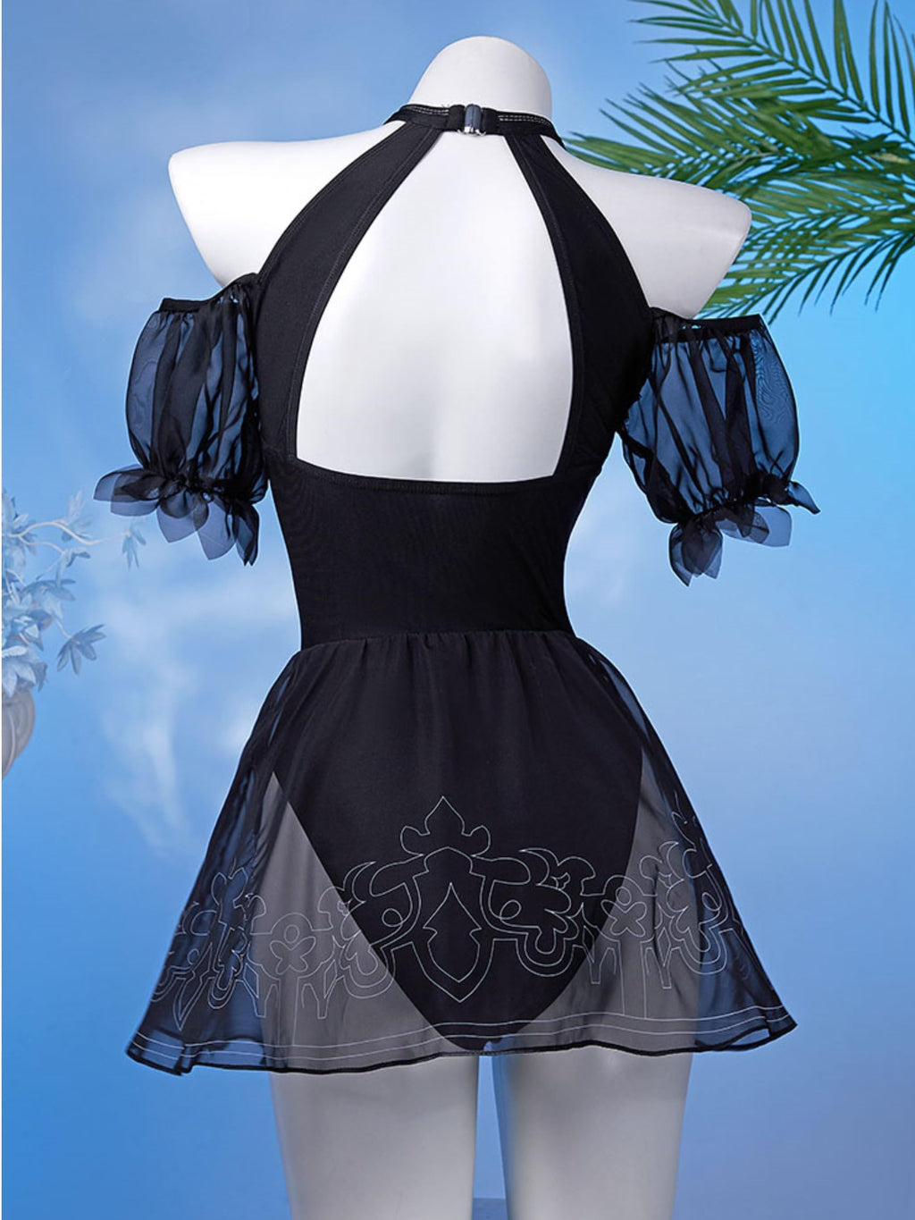 haikyuu Women Cosplay One Piece Swimsuit Anime Bathing Suit Halter Backless Tummy Control Swimwear (US, Alpha, Small, Regular, Regular, Standard, Black)