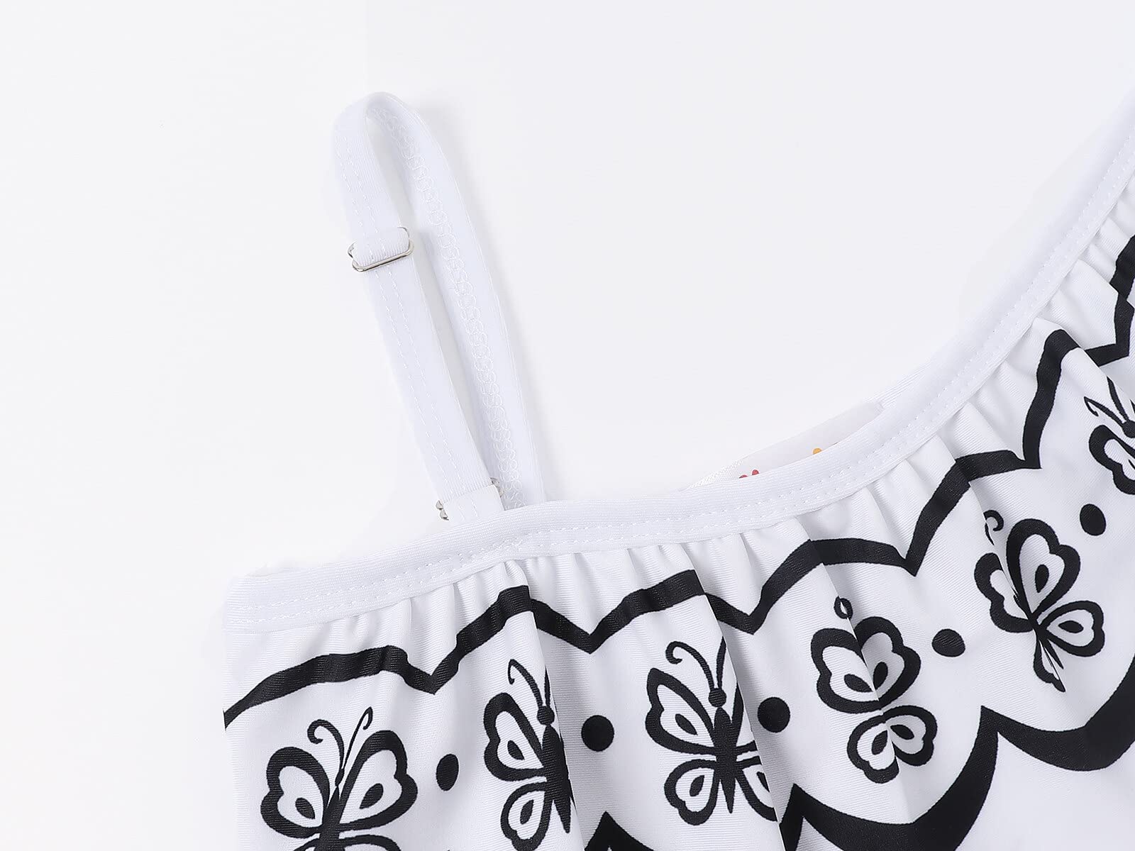 Jurebecia White Swimsuit for Girls Enacnto Bthing Suit Princess Adeventure Cosplay Role Play Kids One Piece Bikini One Shoulder Tankini Beach Swimming Pool Party Swimwear Size 12/10-11Years