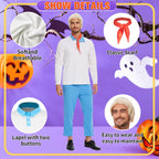 Halloween Adult Costume Tops Men's Cotton Long Sleeve Shirts with Scarf Cosplay Costume (3X-Large)