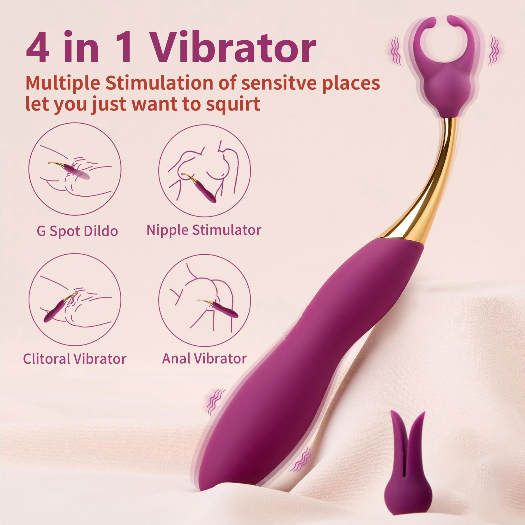 Clitoral Vibrator Sex Toys for Women - SVAKOM Female Squirting Vibrators Clit G-Spot Dildo Nipple Stimulator Anal Vibe - High Frequency Personal Massager Wand Adult Sensory Toy 2 Silicone Heads