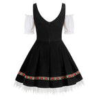 Colorful House Women's Oktoberfest Costume Adult Off-Shoulder Beer Maid Costume for Bavarian Carnival(Strapless Black,XL)