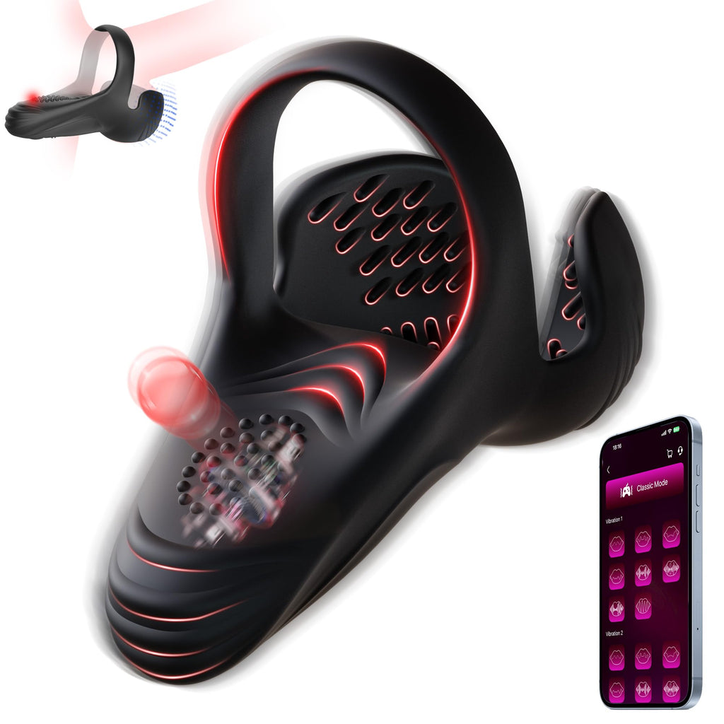 Kerero Vibrating Cock Ring Sex Toys for Men, Penis Ring Vibrator with 10 Vibrations, APP Control Male Sex Toy for Testicle Stimulator Adult Toy for Men Erection Sex, Adult Toys Couple Sex Toys