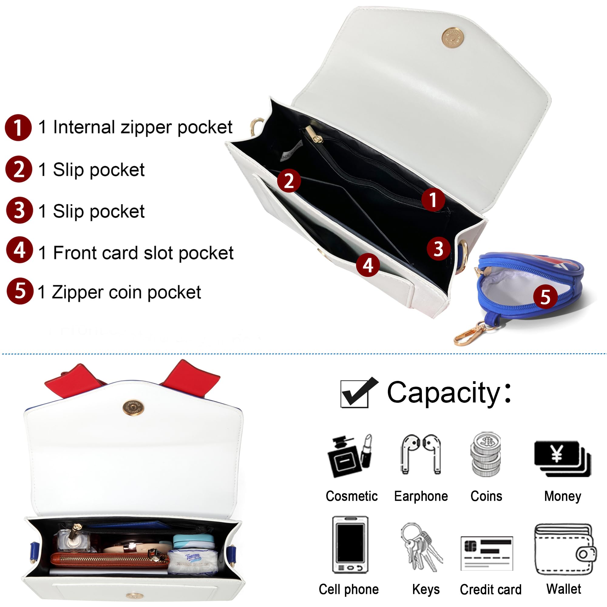 Sunwel Fashion Kawaii Anime Cosplay Purse with Coin Purse Shoulder Crossbody Bag