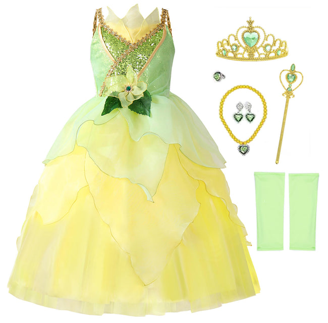 Girls Cinderella Costumes Halloween Princess Dress Up Fancy Birthday Party Ball Gown Hover Image