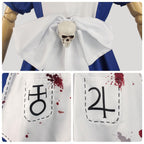huashign Women's Lolita Maid Cosplay Costume Dress Bloody Apron Halloween Scary Costume