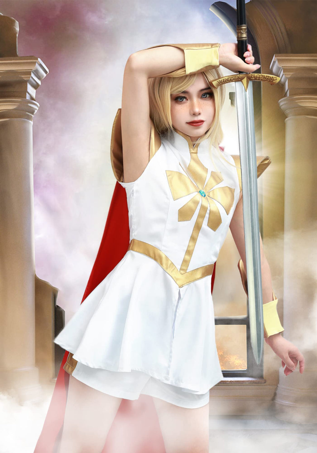 DAZCOS Womens Uniform Dress Cosplay Costume With Cloak (X-Large)