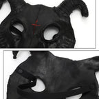 PURFUN Black Goat Head Skull Mask Ram Horns Animal Skull Costume Mask Horror Demon Devil Evil Mask Cosplay Halloween Mardi Gras Full Face Mask Creepy Party Decoration Prop
