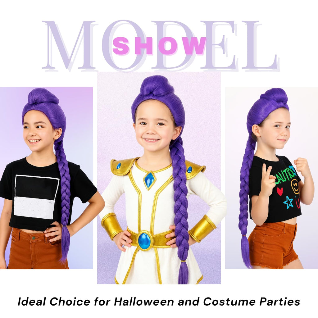 morvally 33.5 Inches Purple Long Braided Ponytail Wig - Anime Cosplay Wigs for Halloween Costume Party (Purple)