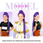 morvally 33.5 Inches Purple Long Braided Ponytail Wig - Anime Cosplay Wigs for Halloween Costume Party (Purple)