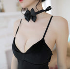 Sexy Bunny Costume for Women - Rabbit Bodysuit Cosplay JK Party (Black)