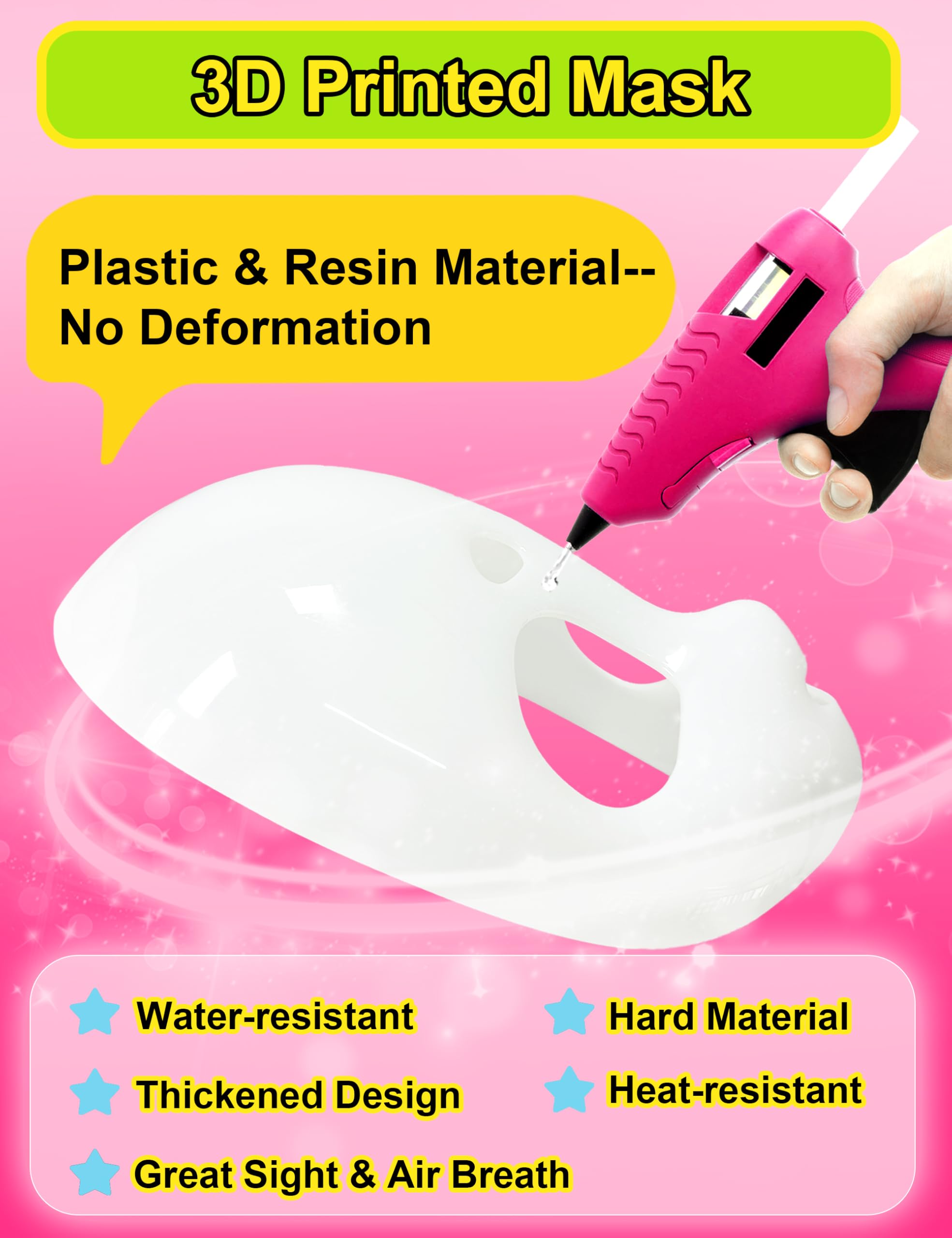 Liokoon Fursuit Head Base Furry Therian Mask, 3D Printed DIY Plastic Face Mask Anime Cosplay Props for Kawaii Cosplay (Clear)