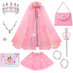 Meland Princess Dress up Clothes for Girl, 11Pcs Princess Cape with Kid Crown Toys,Dresses for Girl 3,4,5,6,7,8 Birthday Gift