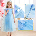 iTVTi Little Girl Princess Dress Halloween Carnival Cosplay Costume with Accessories Blue, 3-4 Years (Tag 110)