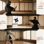 OOHGLITZ 11-Piece Anime Ninja Cosplay Kit, Ninja Kunai (10.2"+5.1"), Shuriken Ninja Stars (3.5") Set with Pouch for Anime Fans, Ninja& Martial Arts Props Black