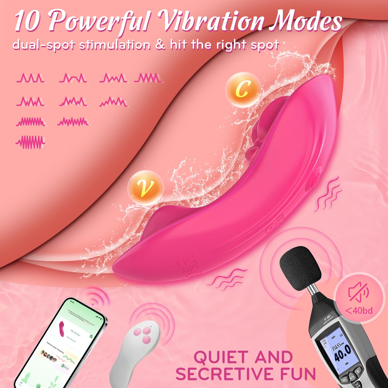 Adult Sex Toys for Women & Couples, Wearable Panty Vibrator Rose Sex Toy, 3-in-1 APP Remote Control Mini Butterfly Vibrator Clitoris G spot Vagina Stimulator with 10x2 Vibration Modes, Clit Novelties