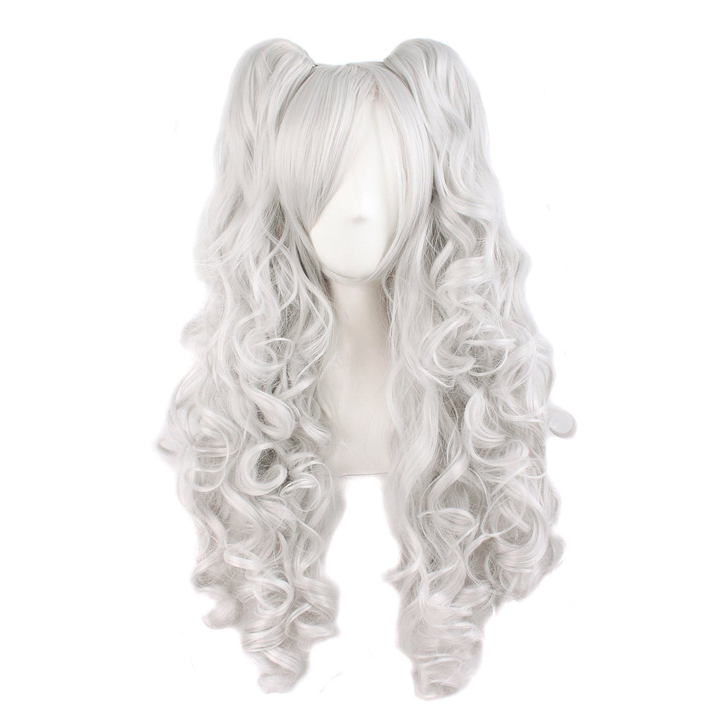 TSNOMORE White Pigtail Wig for Women Synthetic Long Curly Cosplay Wig Halloween Costume Party Cosplay Wig (Color-10)