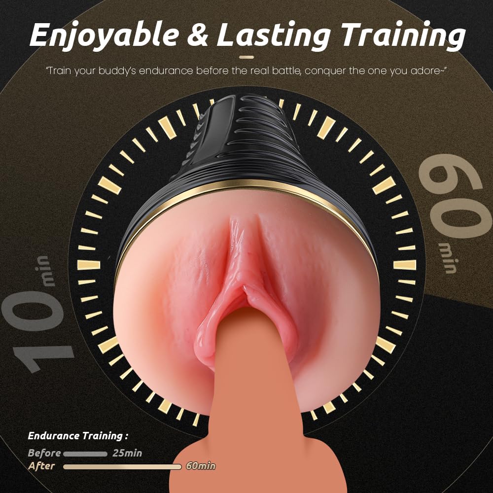 Male Masturbator,Kingdemer Realistic Pocket Pussy Vagina Textured with 7.5in Depth Lifelike Soft and Fleshy Texture,Penis Training Masturbators Sex Machine Toy for Men