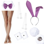 Womens Bunny Costume Girl Bodysuit Anime Role Costume senpai Cosplay Bodysuit One Piece stockings set（Purple L
