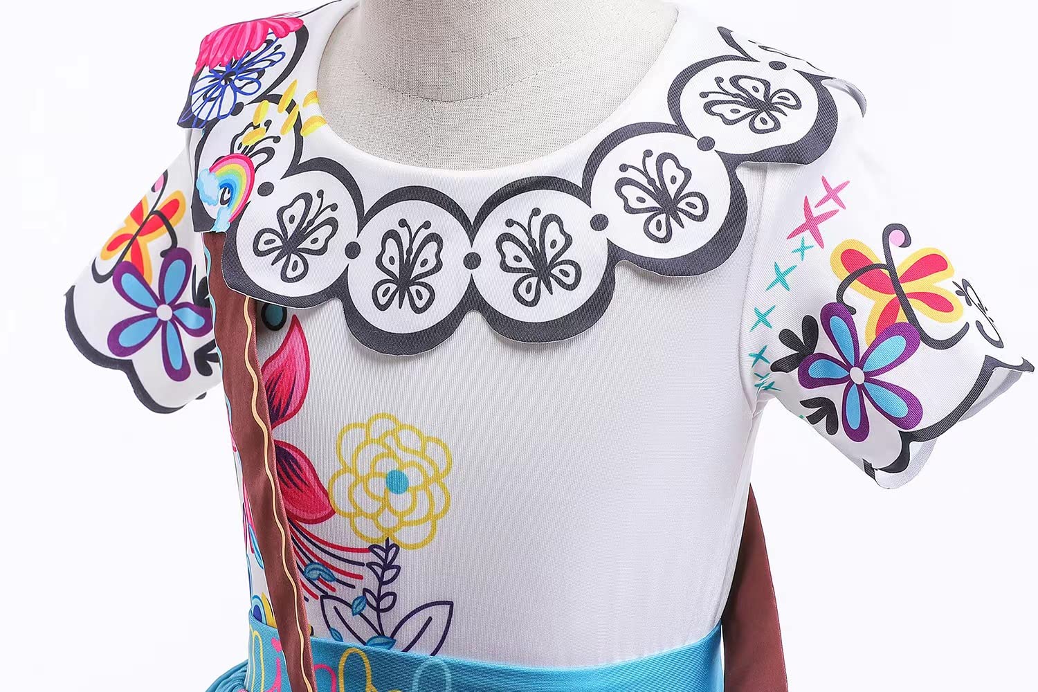 DYJJKM Mirabel Costume for Girls Magic Family Dress Cosplay Princess Halloween Party Outfit (Blue, 5-6 Year)