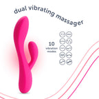 plusOne Dual Rabbit Vibrator Personal Massager, 10 Vibration Settings, Body-Safe Silicone, Waterproof, USB Rechargeable, Sex Toy for Women and Men